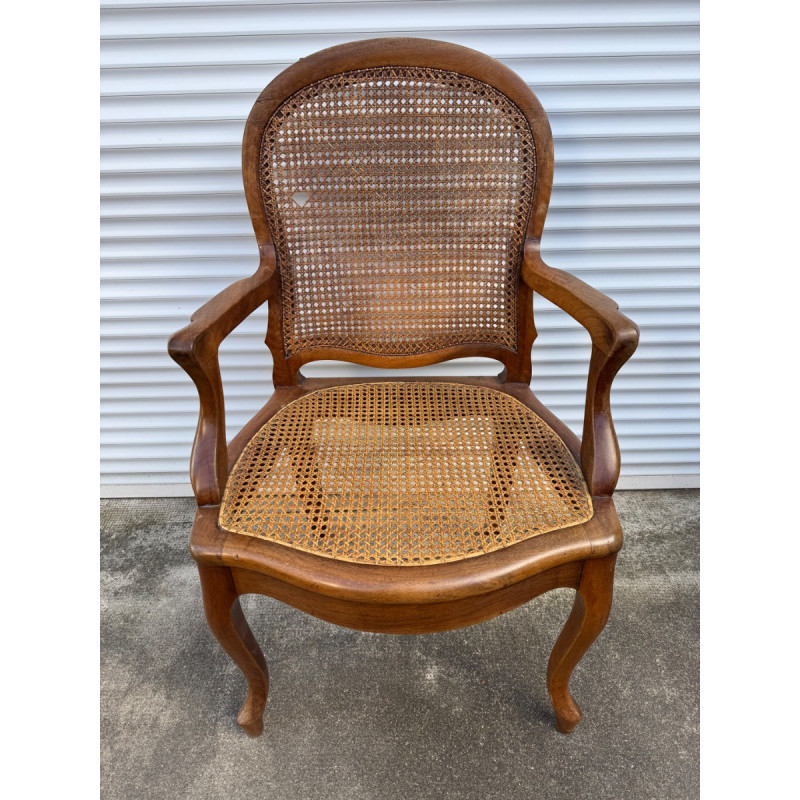 Fauteuil bergère cannage Ancien bois massif vintage bon état