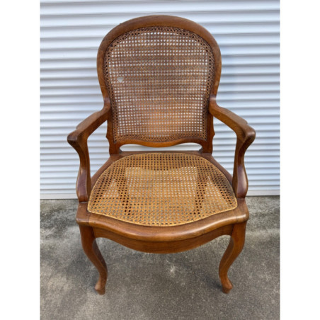 Fauteuil bergère cannage Ancien bois massif vintage bon état
