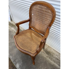 Fauteuil bergère cannage Ancien bois massif vintage bon état