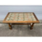 Table basse bois massif plateau carreaux ceramique vintage bon etat