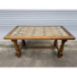 Table basse bois massif plateau carreaux ceramique vintage bon etat
