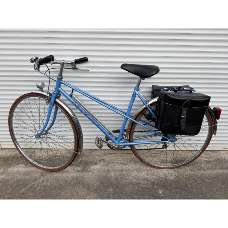 Vélo Peugeot 103 vintage bleu avec sacoches - Bon état général
