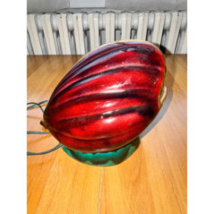 Lampe coquillage Vallauris vintage rouge verte années 70-80 céramique déco rétro