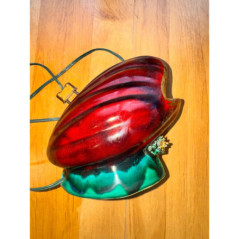 Lampe coquillage Vallauris vintage rouge verte années 70-80 céramique déco rétro