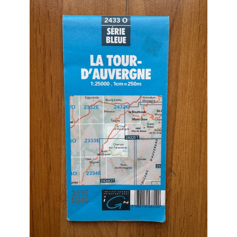 Carte IGN Serie Bleue 2433 O La Tour-dAuvergne 125000 randonnee topographique