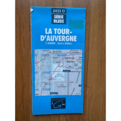 Carte IGN Serie Bleue 2433 O La Tour-dAuvergne 125000 randonnee topographique